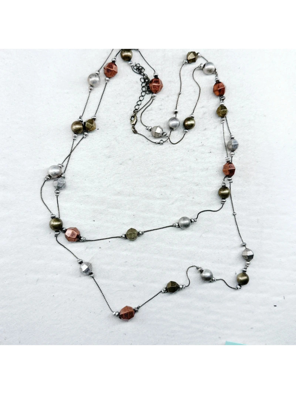 5350mc. Bronze Long Necklace Plastic Boho